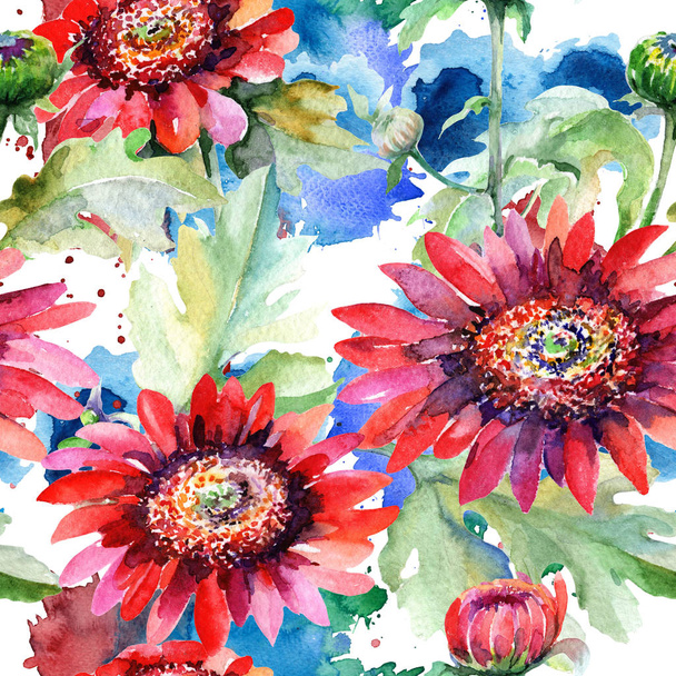 Wildblumen-Aster-Blumenmuster im Aquarell-Stil. - Foto, Bild