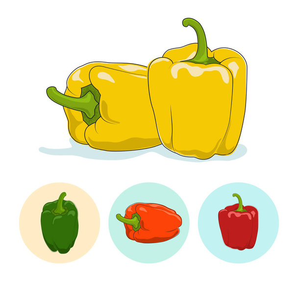 Icons bell pepper,sweet pepper or capsicum - Vector, Image