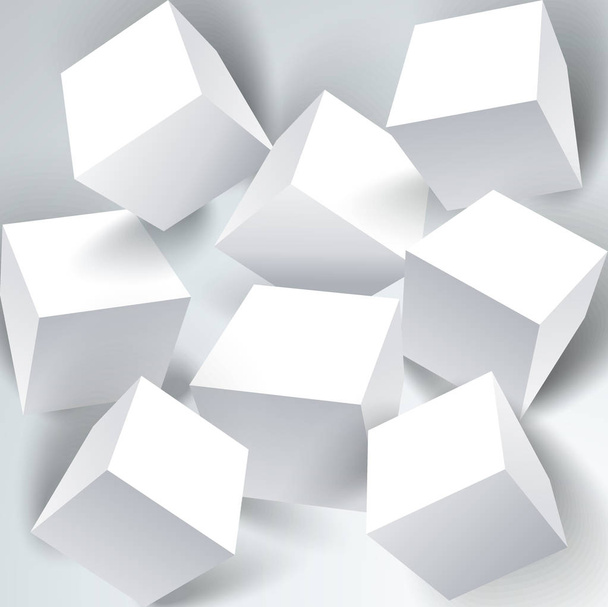Vector set of white 3d cubes structure, over white background. - Vektör, Görsel