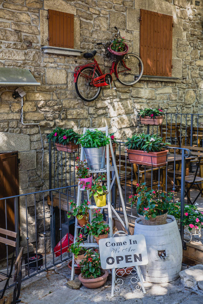 Historical architecture and flower shop of San Marino country - Photo, Image