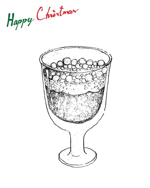 Dibujado a mano de la tradicional bebida navideña sueca Julmust
  - Vector, imagen