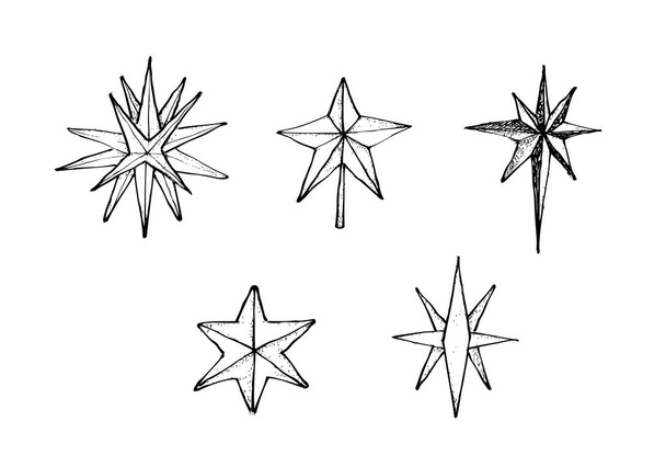 Hand Drawn of Moravian Stars or Herrnhuter Stern - Vector, Image