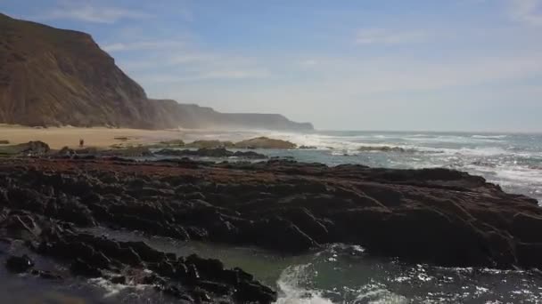 wilde Strände im südwestlichen Alentejo und Naturpark an der Küste, Portugal  - Filmmaterial, Video