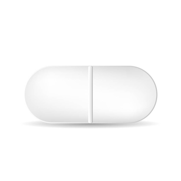 eine ovale Pille oder Tablette isoliert auf weißem Hintergrund. - Vektor, Bild