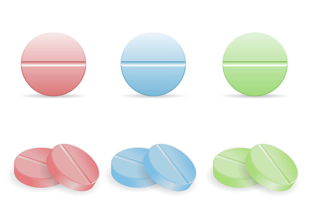 Ensemble de pilules colorées sous formes rondes
 - Vecteur, image