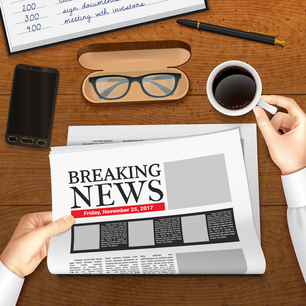 Realistic Business Newspaper Illustration - Vector, Image