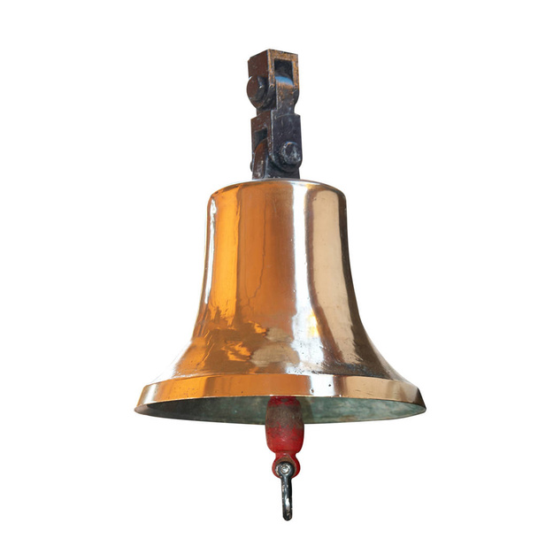 Vintage brass bell geïsoleerd op witte achtergrond  - Foto, afbeelding