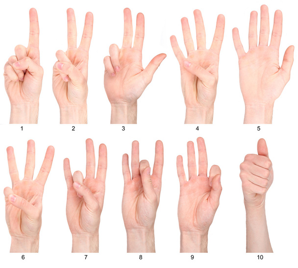 Numéros 1 à 10 en langue des signes
 - Photo, image