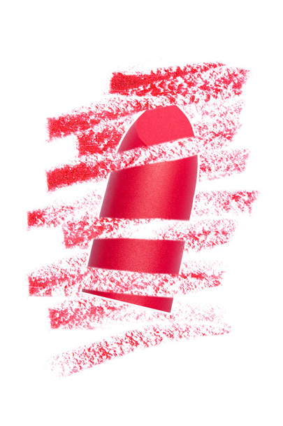Vrouwen rode lippenstift close-up - Foto, afbeelding
