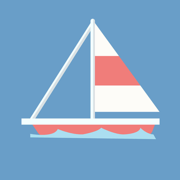青い波と分離された背景のベクトルを持つ帆船. - ベクター画像