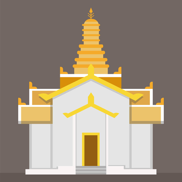 Kahverengi zemin ile düz altın Tay tapınak vektör. Tapınak oturum açma basit vektör çizim - Vektör, Görsel