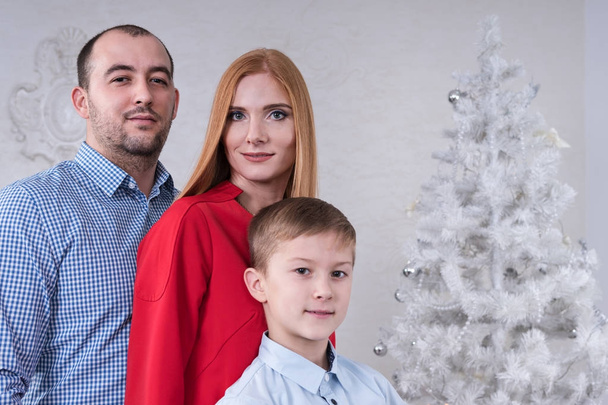Family portrait at the Christmas tree - 写真・画像
