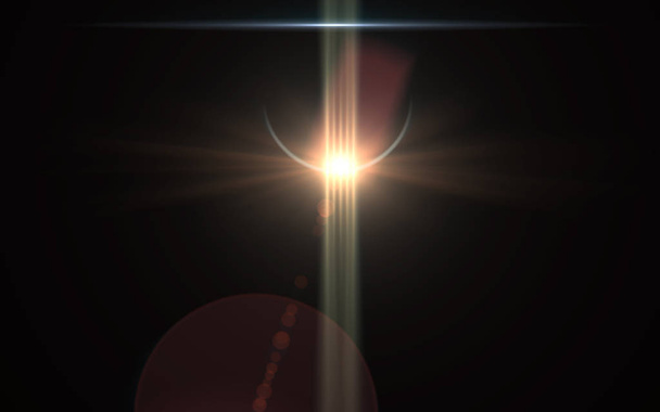 Αφηρημένη ήλιο σκάσει με ψηφιακή φακού φωτοβολίδα φόντο. Κόκκινο φύση φωτοβολίδα σε κάθετες επιφάνειες. - Φωτογραφία, εικόνα