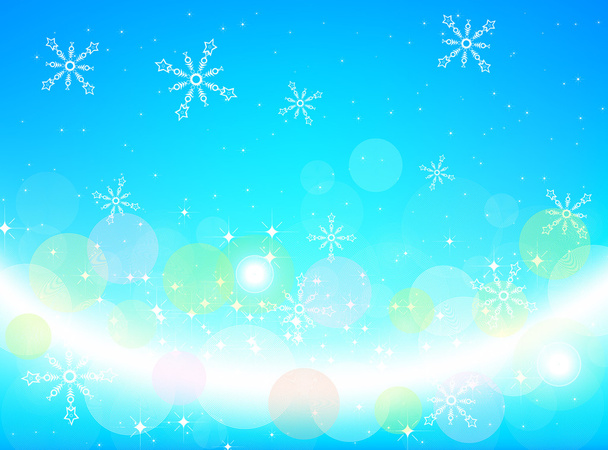 Abstract Christmas card with white snowflakes and lights - Vector, imagen
