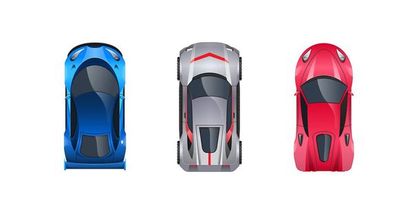 Conjunto de carros esportivos diferentes, cores diferentes, características, marcas, tipos
. - Vetor, Imagem