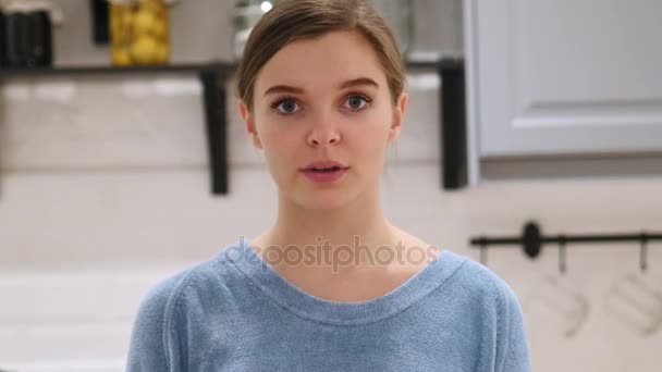 Yawning Tired Young Beautiful Woman, indoor, home - Materiał filmowy, wideo