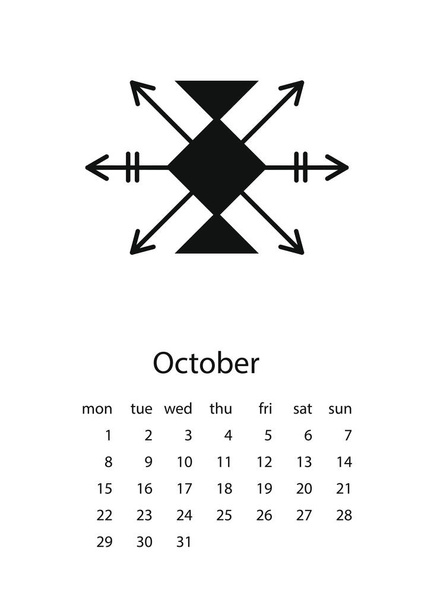 Kalender 2018 im aztekischen Stil - Vektor, Bild