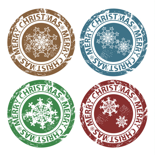 Grunge Merry Christmas stamps - Vector, Image