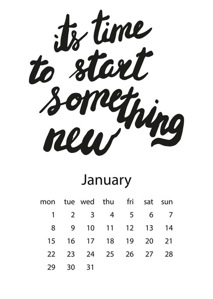 Kalender 2018 met motiverende belettering - Vector, afbeelding