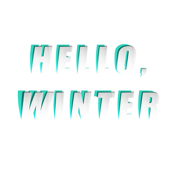 Γεια σας χειμώνα αφίσα σε στυλ κοπής χαρτιού - Διάνυσμα, εικόνα