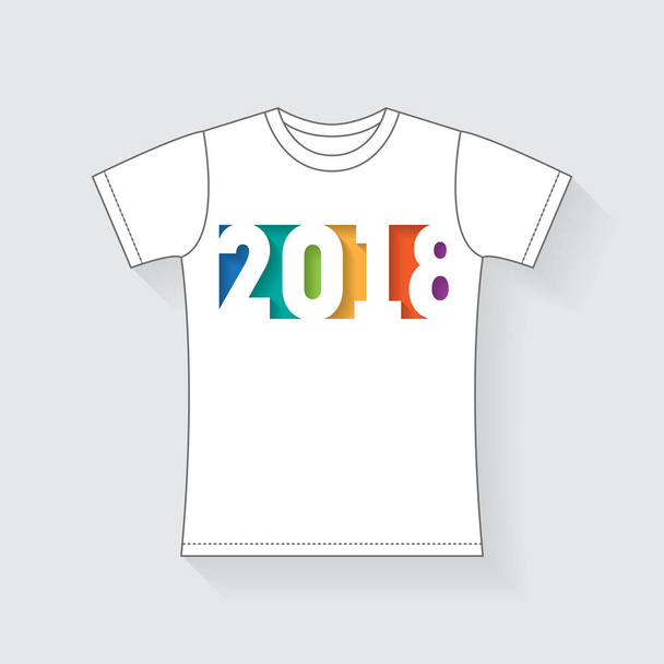 The concept of festive clothes, t-shirt with print 2018. Vector. - Vecteur, image