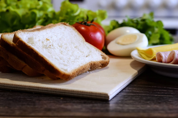 Toast for Breakfast sandwich with vegetables. Healthy eating for - 写真・画像