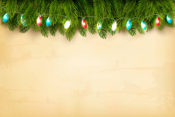 Boże Narodzenie Dekoracje świąteczne z gałęzi drzewa i kolorowe  - Wektor, obraz