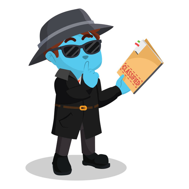 blue detective holding classified document - Vector, Imagen