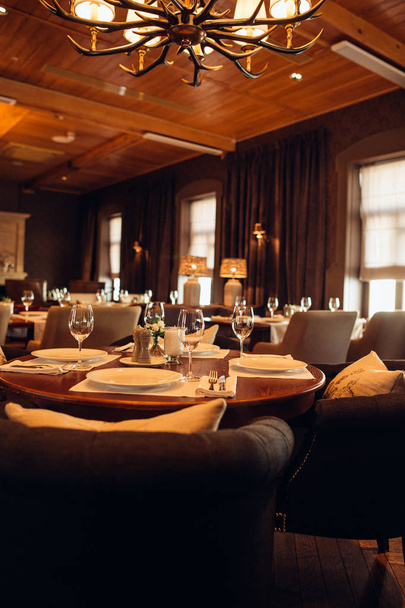 Interior of a restaurant, vintage style, wooden classical furniture - Foto, Bild