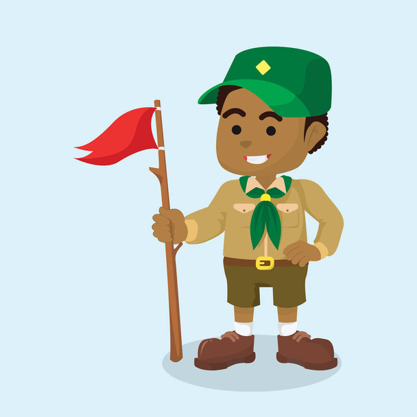 african boy scout with flag - Vector, Imagen