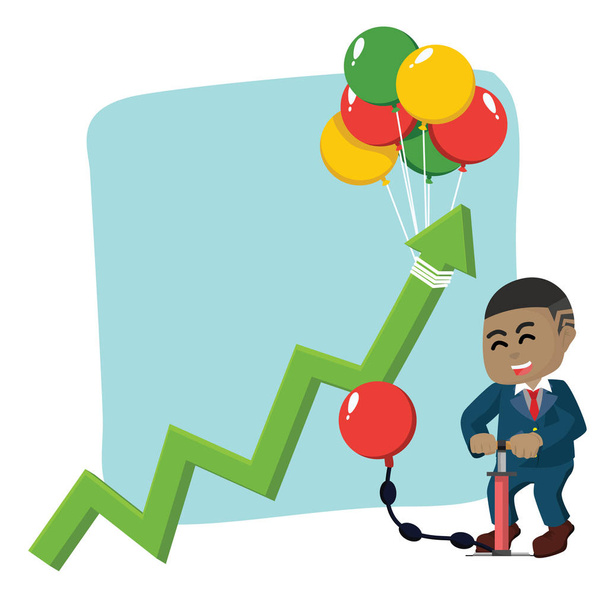 african businessman rising graphic by pumping balloon - Vector, Image