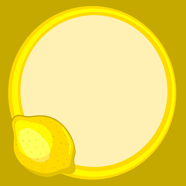 Round yellow frame, decorated with lemon. - Vektör, Görsel