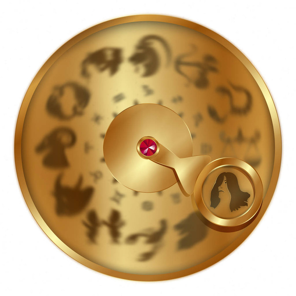 Virgo on a golden disk - Vector, Image