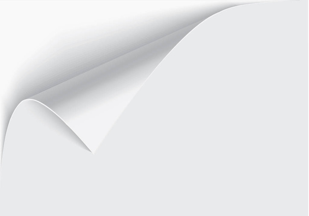 Curl strony z cieniem na pustym arkuszu papieru, element projektu dla reklamy i wiadomości promocyjnych izolowane na białym tle. Ilustracja wektora EPS 10. - Wektor, obraz