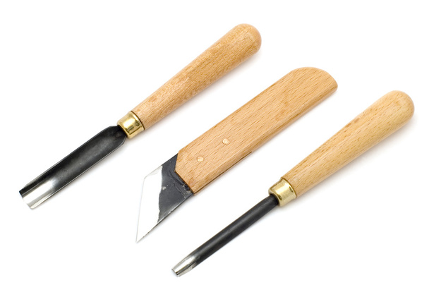 Стамеска и нож на белом
 - Фото, изображение