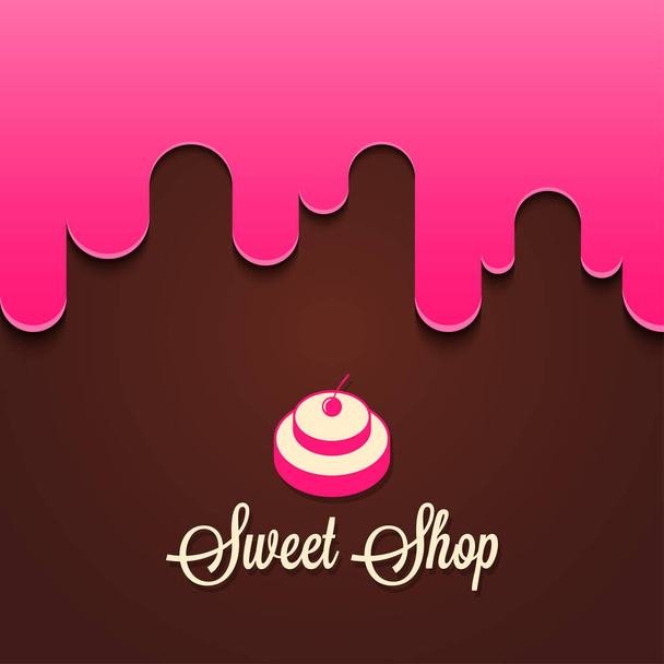 Cupcake με μούρα παφλασμό. φόντο με σχέδιο λογότυπο γλυκό κατάστημα - Διάνυσμα, εικόνα
