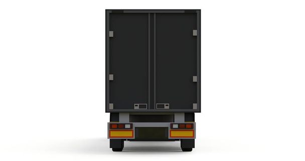 Grande caminhão preto com um semi-reboque. Modelo para colocar gráficos. Renderização 3d
. - Foto, Imagem