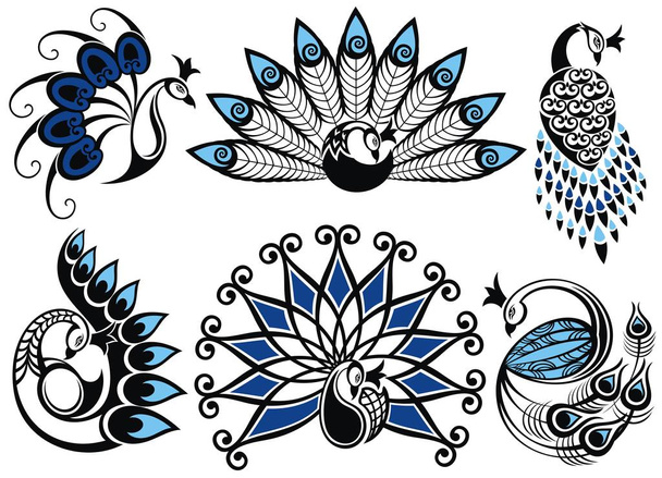 Illustration peacock, logo design. - Вектор,изображение