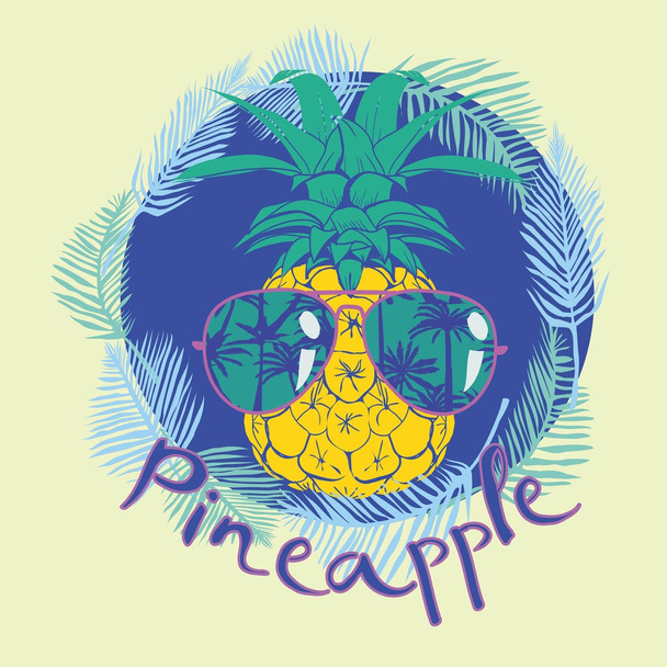 Ananas mit Gläsern tropisch, Vektor, Illustration, Design, e - Vektor, Bild