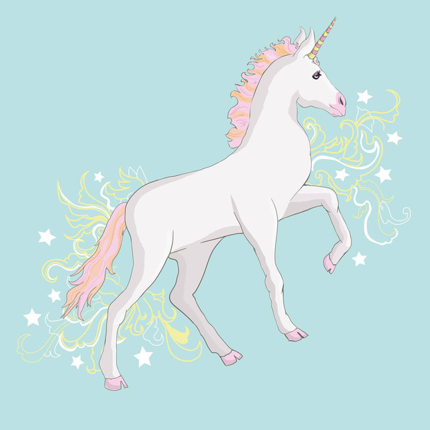 Unicorn vector icon isolated on white. Head portrait horse stick - Vektor, Bild