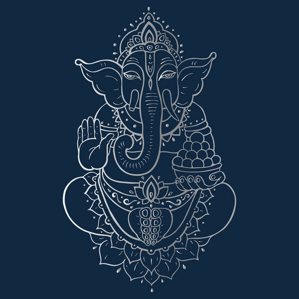 Ganapati Meditation in lotus pose - Вектор,изображение