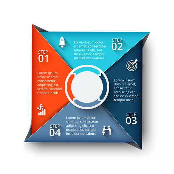 Vector square element for infographic. Template for cycle diagram, graph, presentation and chart. Business concept with 4 options, parts, steps or processes. Abstract background. - Vector, Image