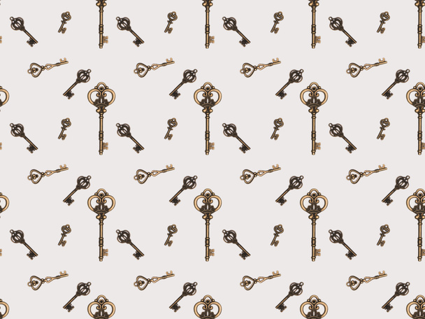 top view of different metal keys isolated on white - Foto, immagini