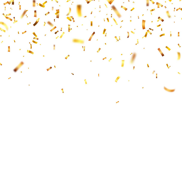 Kerst gouden confetti. Vallende glimmende confetti glinstert in gouden kleur. Nieuwjaar, verjaardag, Valentijnsdag design element. Vakantie achtergrond. - Vector, afbeelding