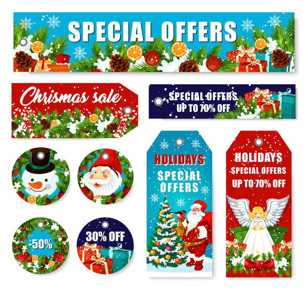 Decoraciones de Navidad venta vector de etiquetas de tienda
 - Vector, imagen