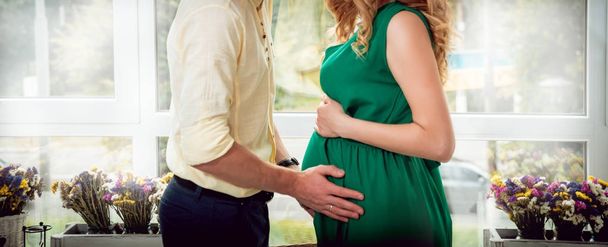 Young pregnant woman and her husband. Waiting for baby - Photo, Image