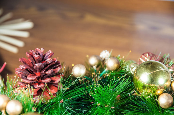 Fondo de Navidad y decoración en madera Año Nuevo
 - Foto, imagen