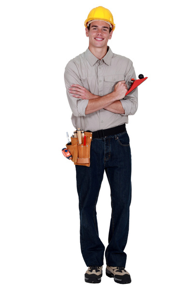 Man holding wood plane - Foto, imagen