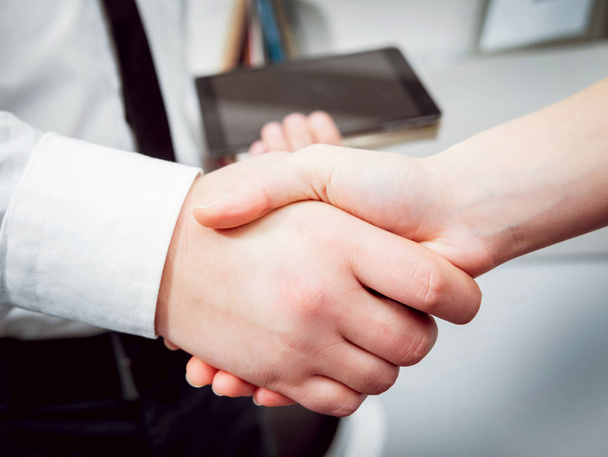 Woman adviser with a businessman. Handshake. - Foto, Bild