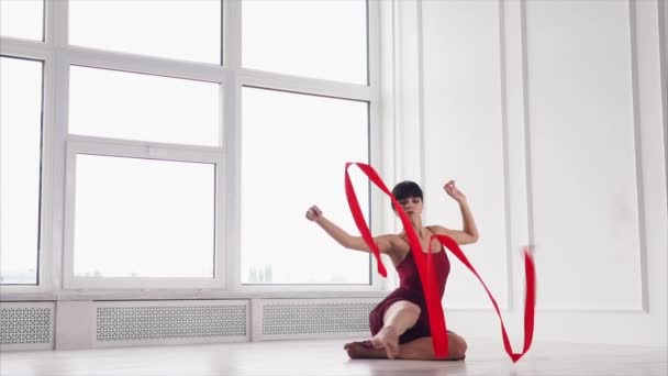 Graceful dance with ribbon - Footage, Video